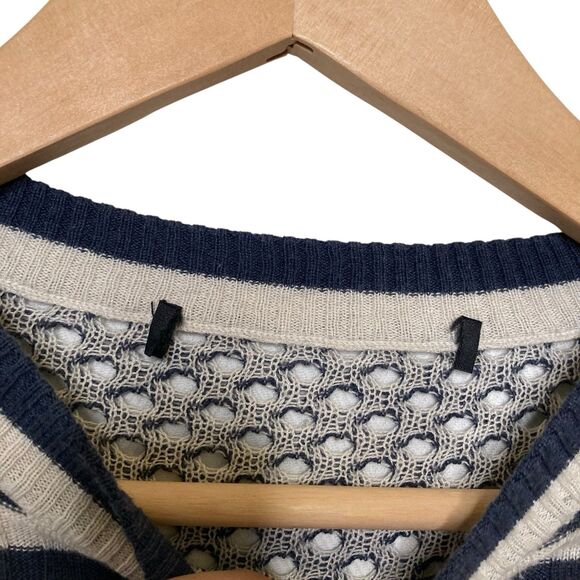 Marc Jacobs Striped Womens XS Long Sleeve Ribbed Sweater Eyelet Open Knit Back - Picture 10 of 12
